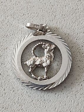 Vintage 835 Sterling Silver Capricorn Zodiac Sign Pendant Charm